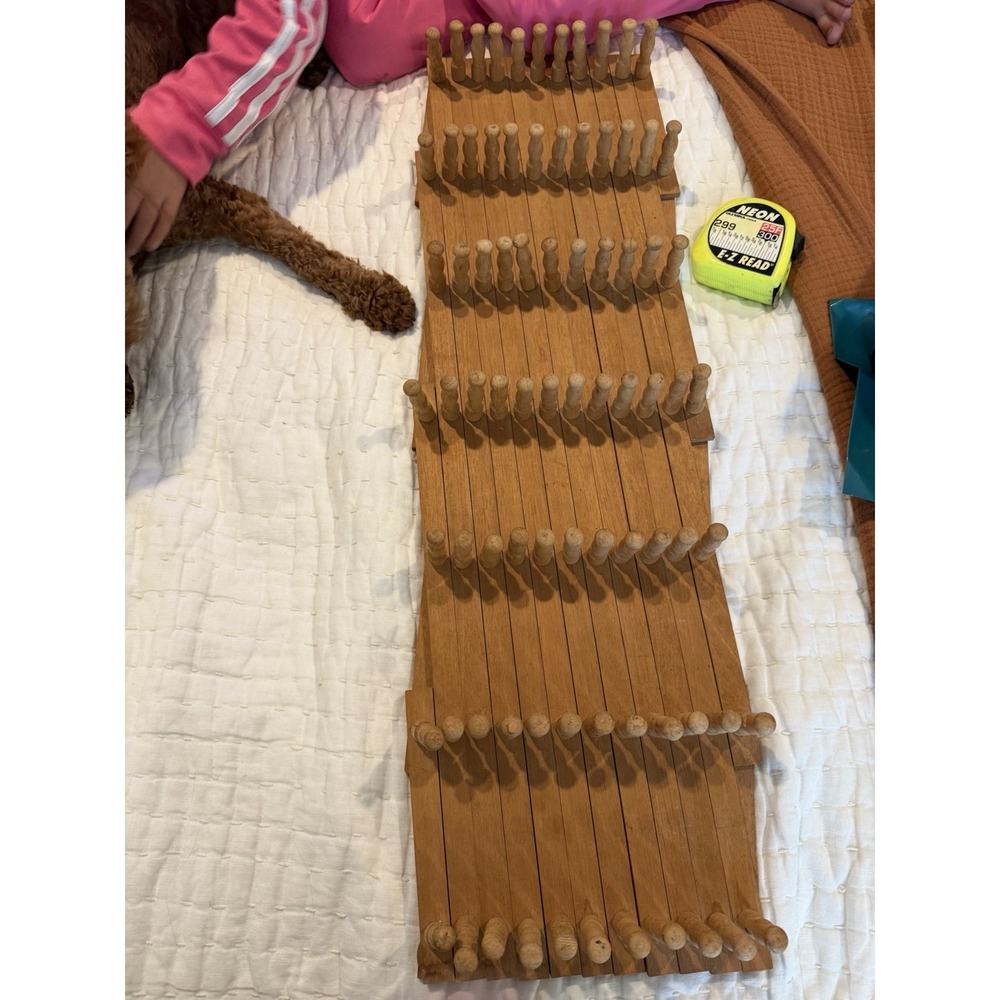 Vintage 77 Peg Acordian Wooden Rack Measures 66x30 When Opened